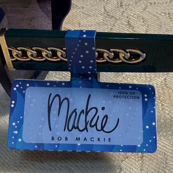 😎😎😎BOGOHO😎😎😎Mackie Navy/Green Oversized Sunglasses w/ Gold Accent - Picture 6 of 8